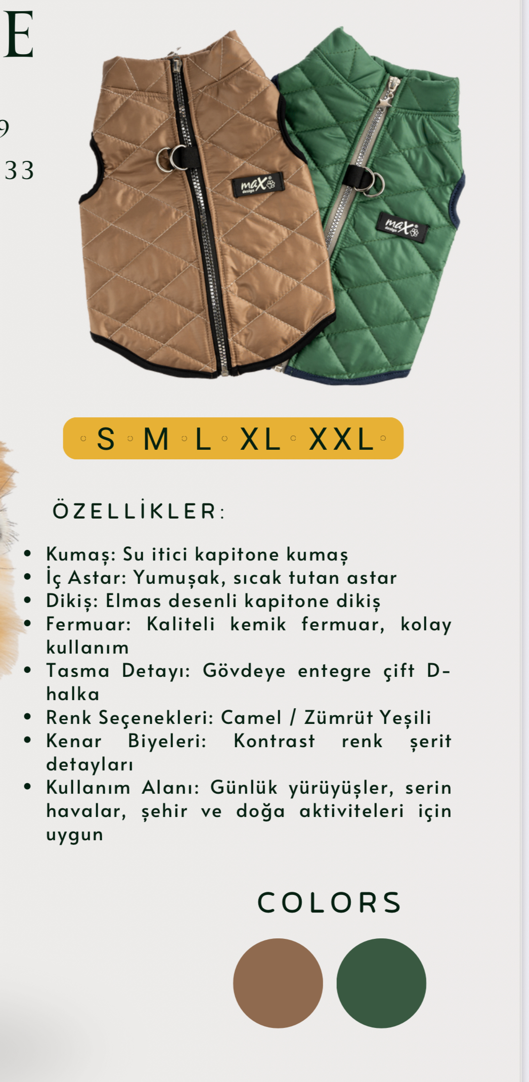 SIRT FERMUARLI YELEK CAMEL